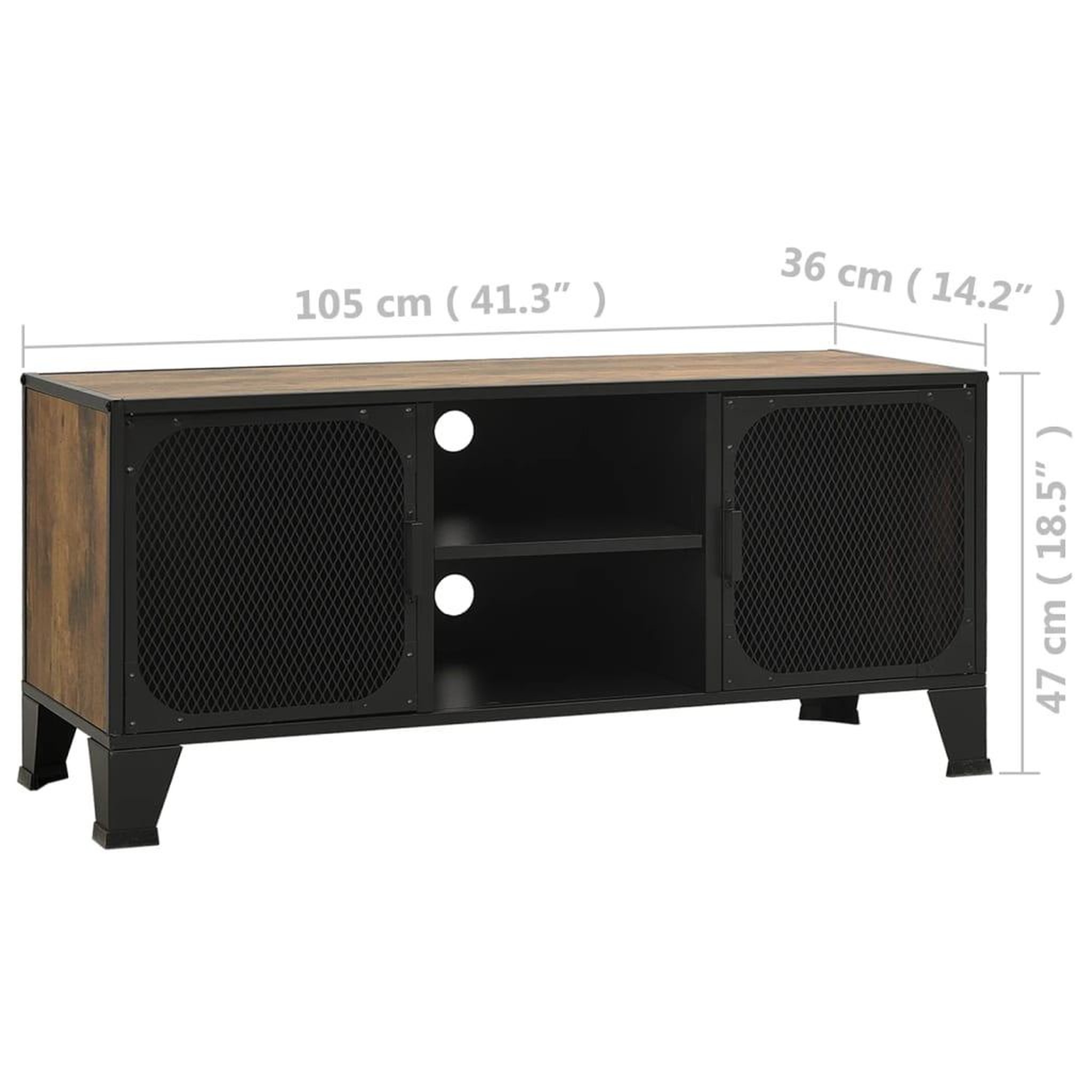 Voir la diapositive 6 : VIDAXL Meuble TV Marron rustique 105x36x47 cm Metal et MDF
