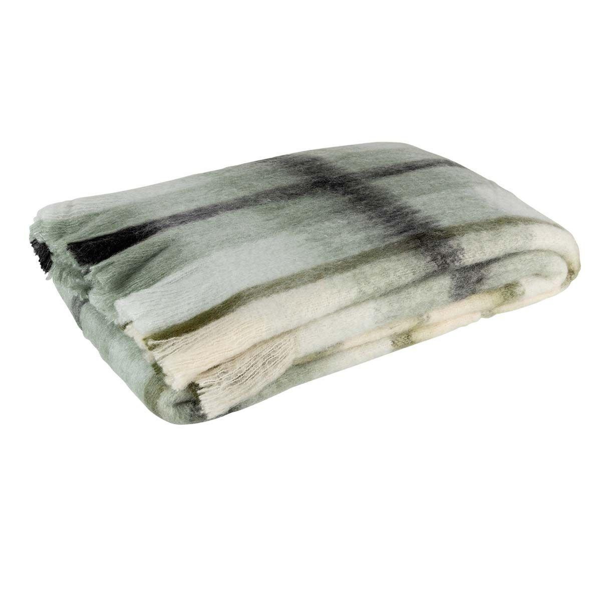 Voir la diapositive 1 : J-LINE Plaid déco  quadrillé  136x190cm marron & blanc