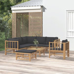 VIDAXL Salon de jardin 8 pcs avec coussins gris fonce bambou