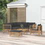 Voir la diapositive 1 : VIDAXL Salon de jardin 8 pcs avec coussins gris fonce bambou