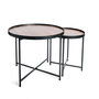 Voir la diapositive 1 : KB8 Lot de 2 tables d'appoint ou tables gigogne ronde en MDF et métal - Marron et noir