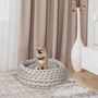 Voir la diapositive 2 : PAWHUT Panier pour chien chat Ø50 x 19H cm effet tressé tricot - coussin amovible et lavable en machine - polyester gris