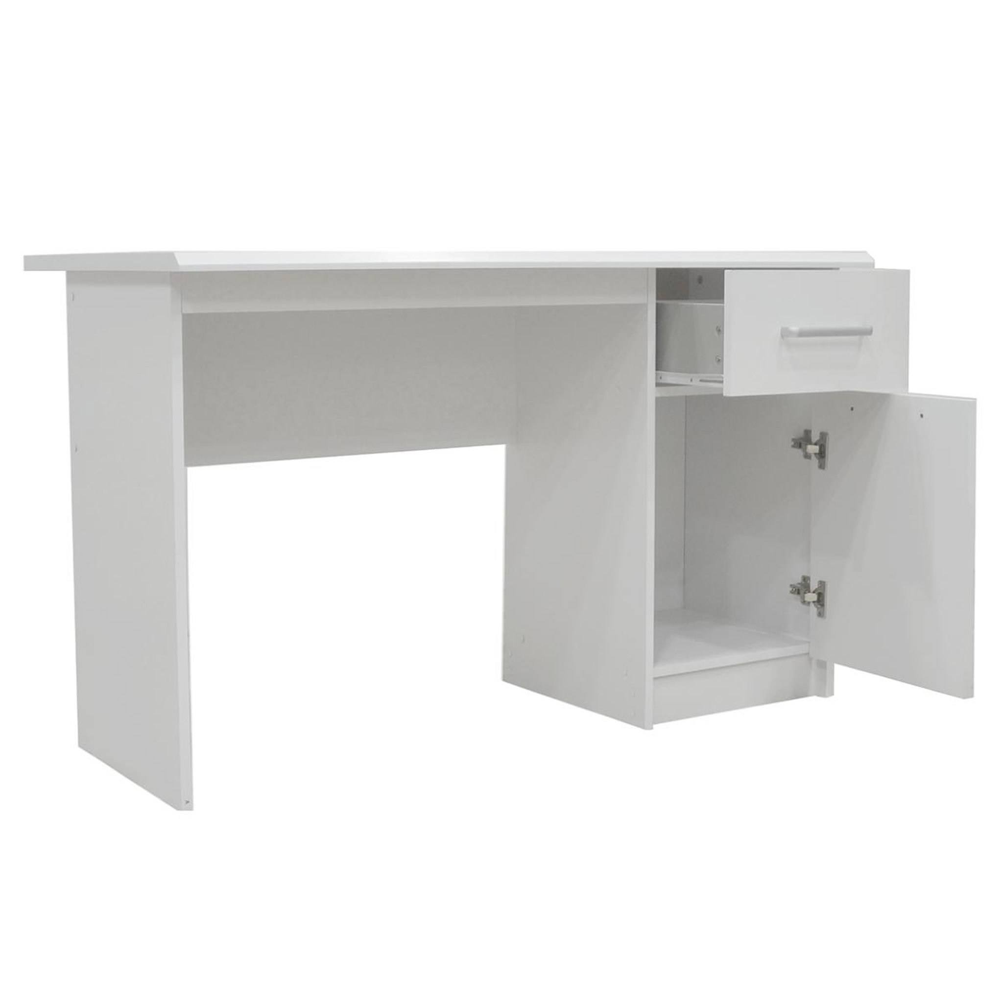 Voir la diapositive 6 : JLC KREATION Bureau moderne blanc 120cm 1 porte-3 tiroirs otara