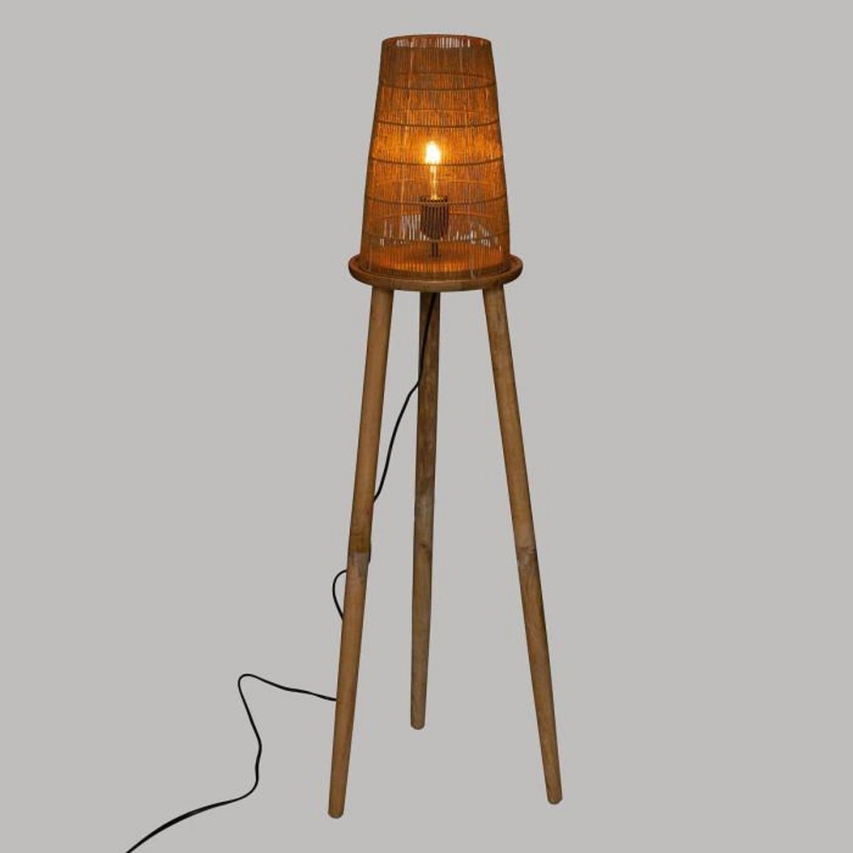 ATMOSPHERA Lampadaire Trépied en Bois  Ajmal  127cm Naturel