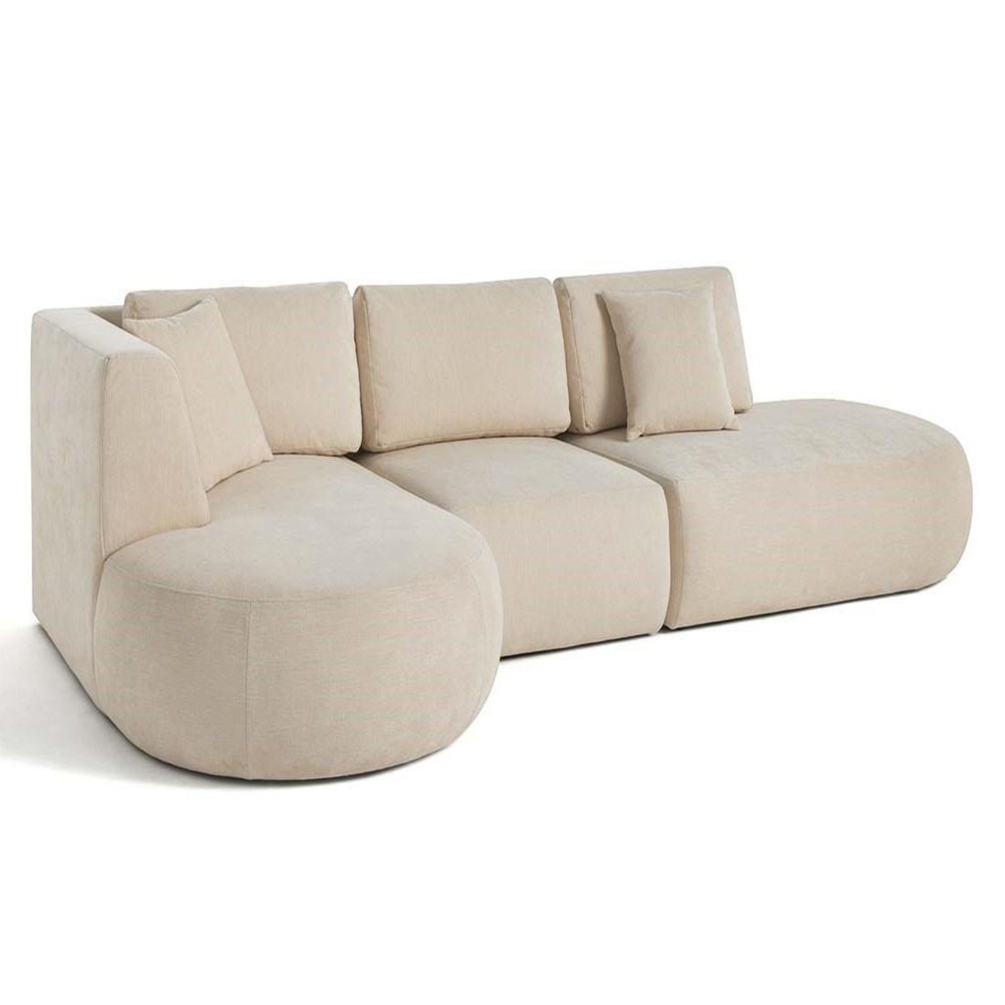 Voir la diapositive 4 : LISA DESIGN Santorini - canapé modulable d'angle gauche - 5 places - en tissu texturé