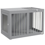PAWHUT Cage chien intérieure niche pour chien 2 portes verrouillables 80 x 50 x 56,5 cm gris