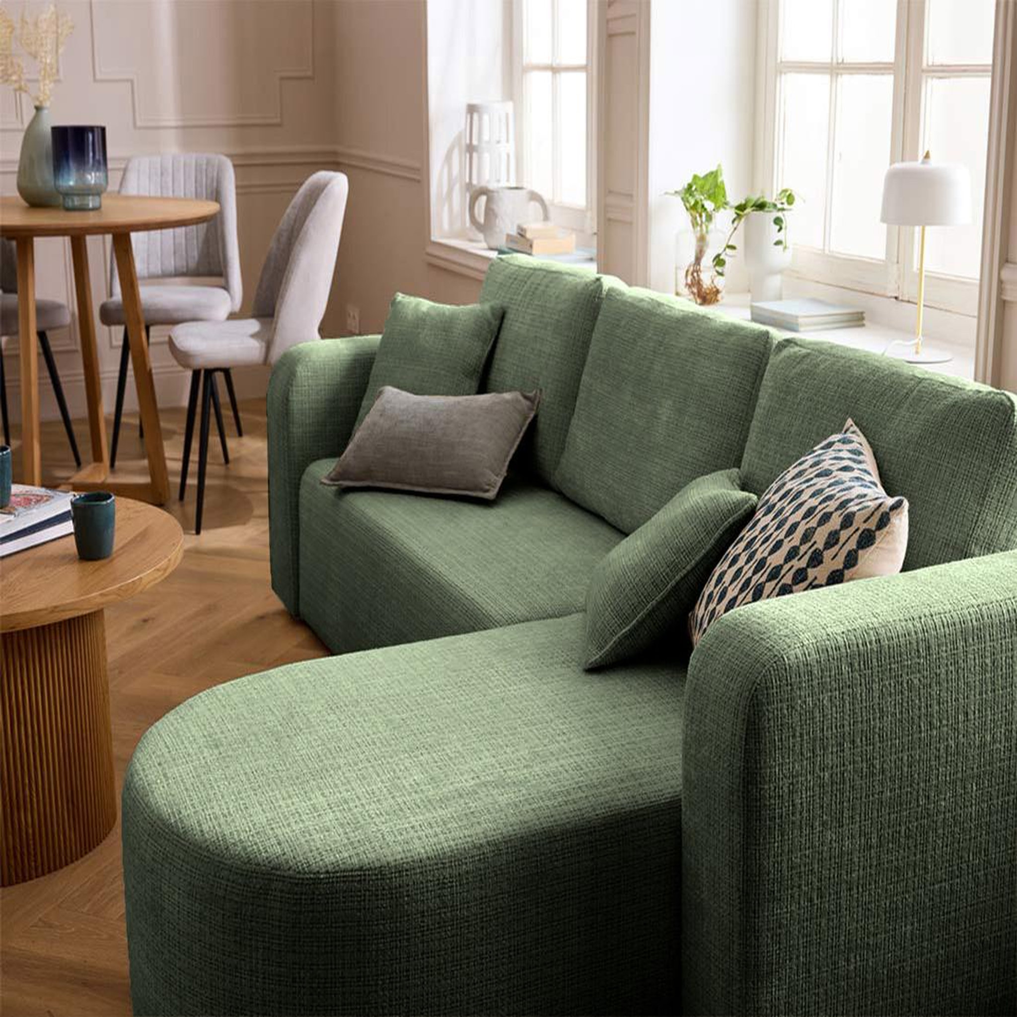 Voir la diapositive 3 : BEST MOBILIER Miro - canapé d'angle réversible - 4 places - convertible avec coffre - en velours texturé