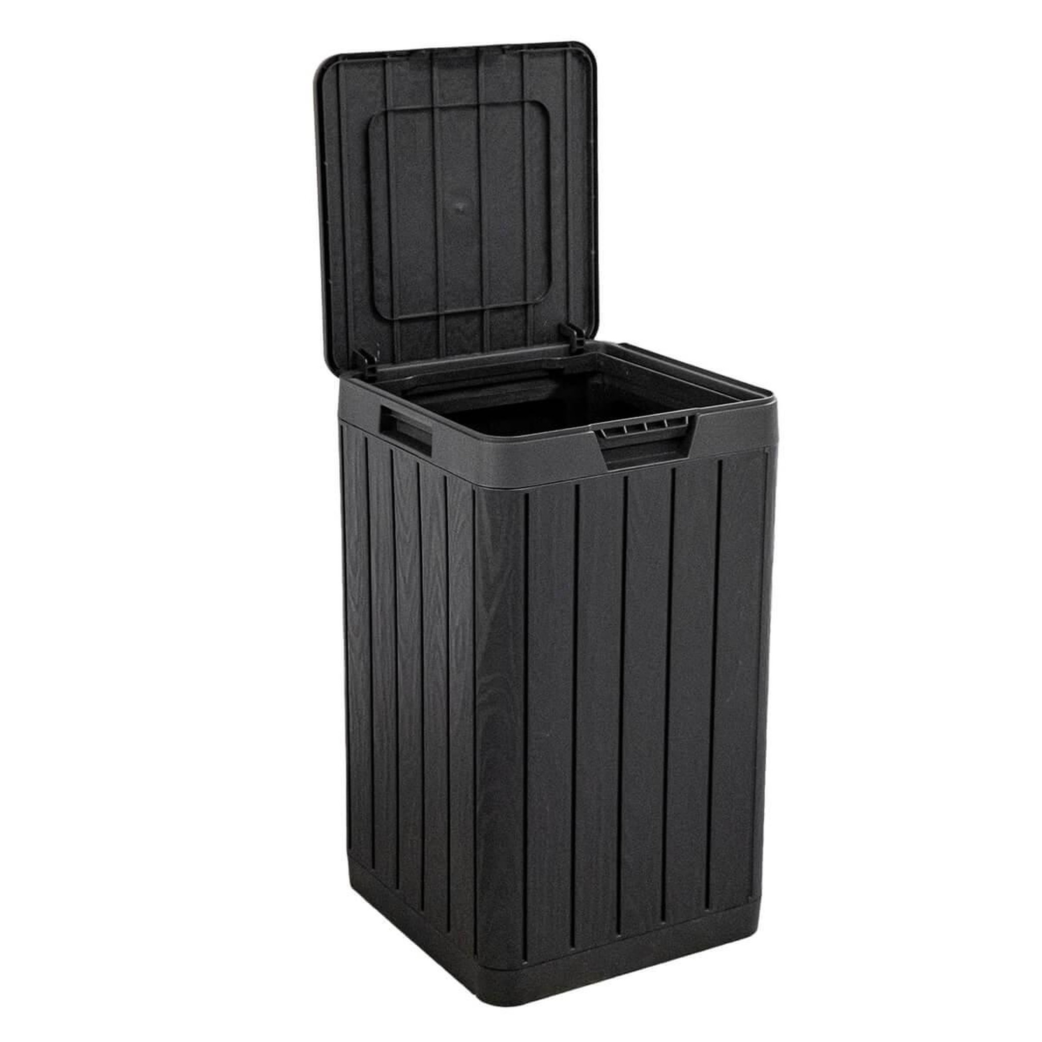 Voir la diapositive 4 : Toomax Poubelle de jardin 80 Litres Noire 38 x 38 x H65 cm Couvercle à pression TOOMAX
