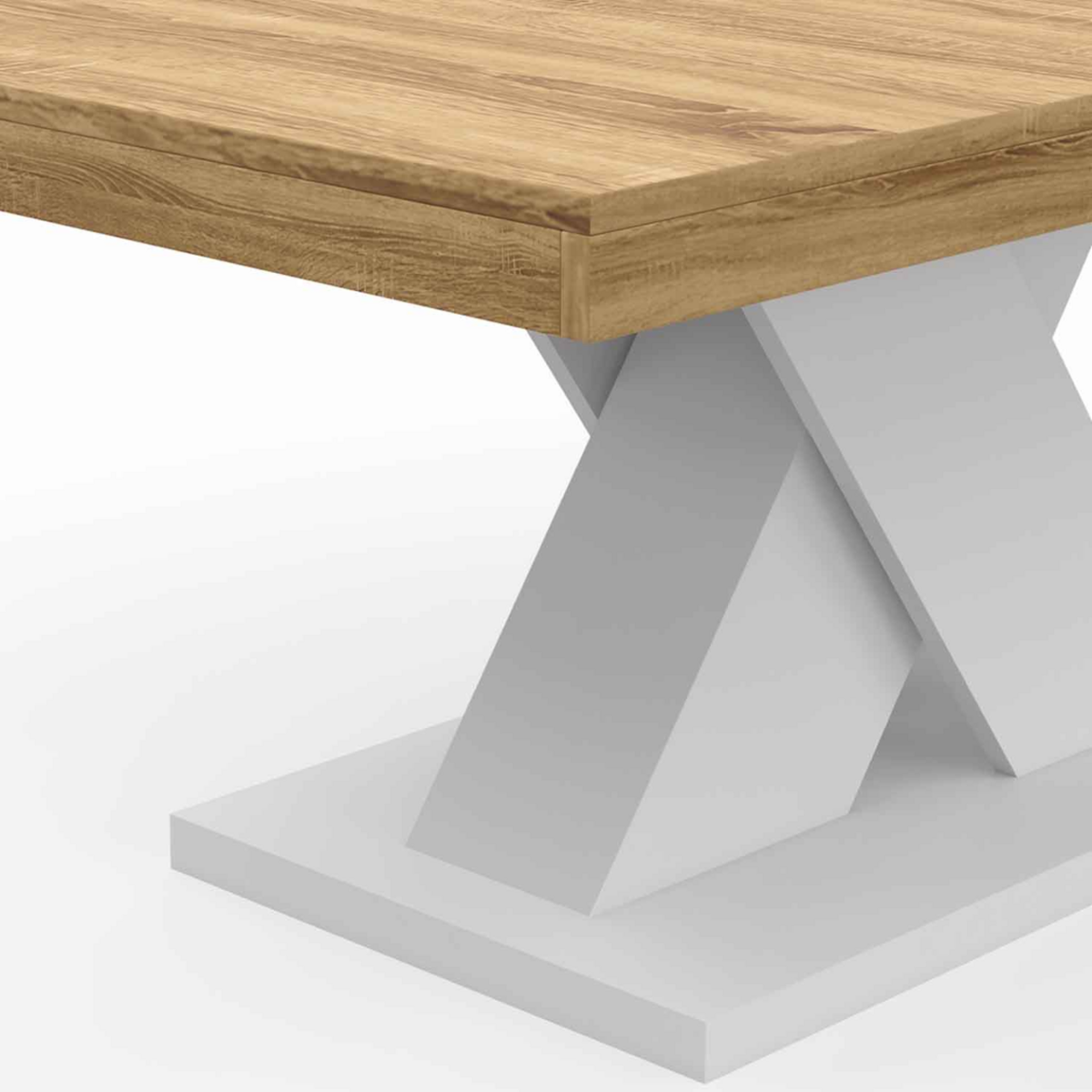 ID MARKET Table basse ALICIA plateau bois et pied X blanc