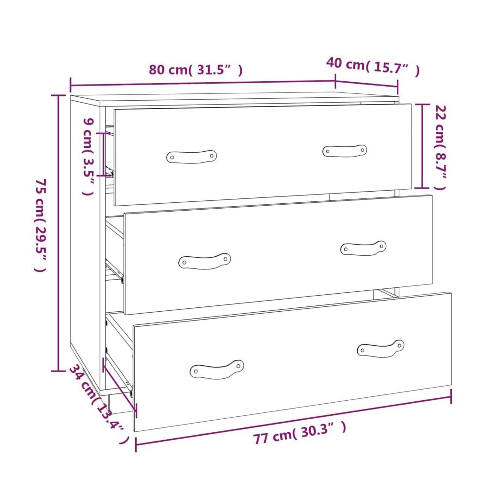 Voir la diapositive 6 : VIDAXL Buffet Blanc 80x40x75 cm Bois massif de pin