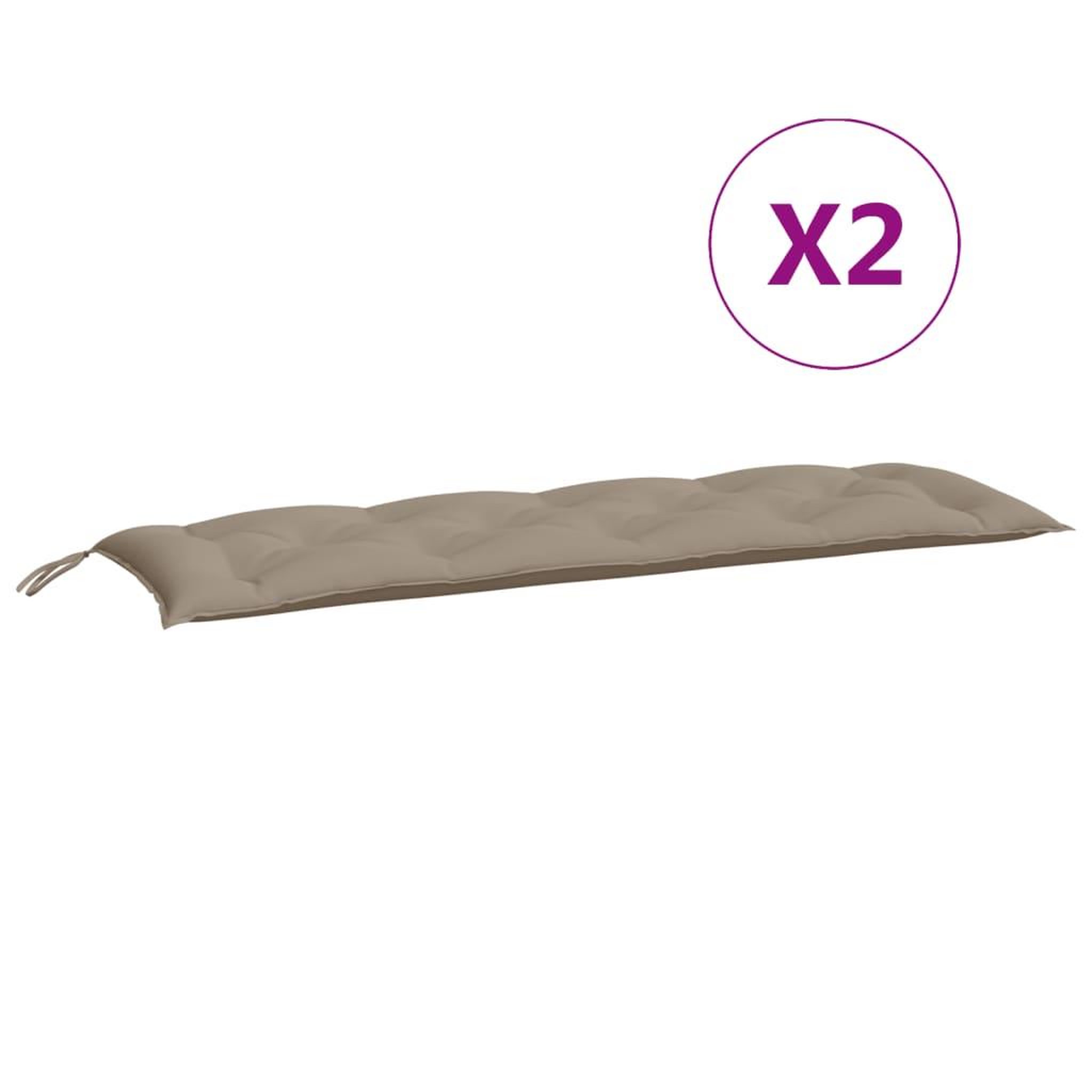 Voir la diapositive 5 : VIDAXL Coussins de banc jardin lot de 2 taupe 150x50x7 cm tissu Oxford