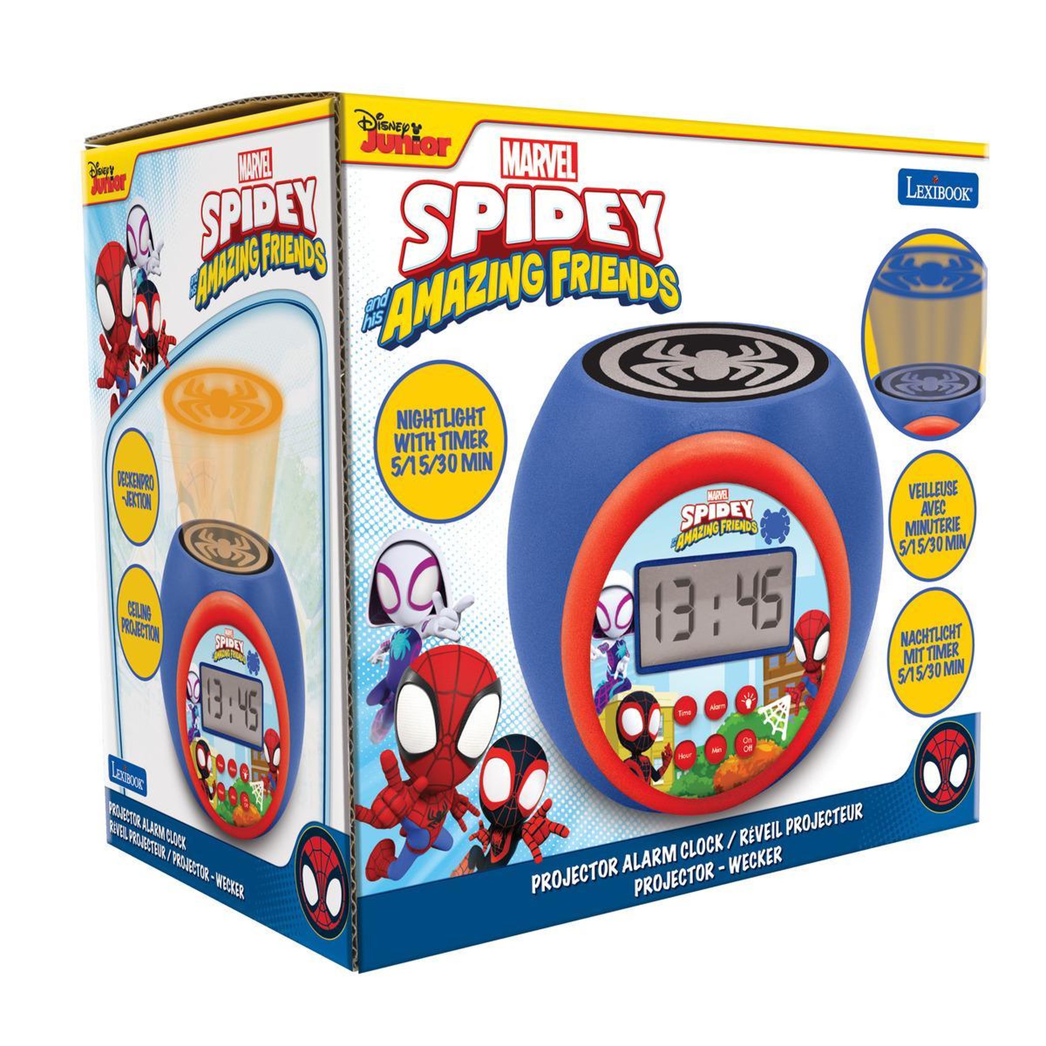 Voir la diapositive 2 : Lexibook Réveil Projecteur Spidey and his amazing friends