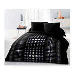 GENERIQUE Parure de couette Microfibre STEEVY 220x240cm et 2 taies doreillers 63x63cm Noir