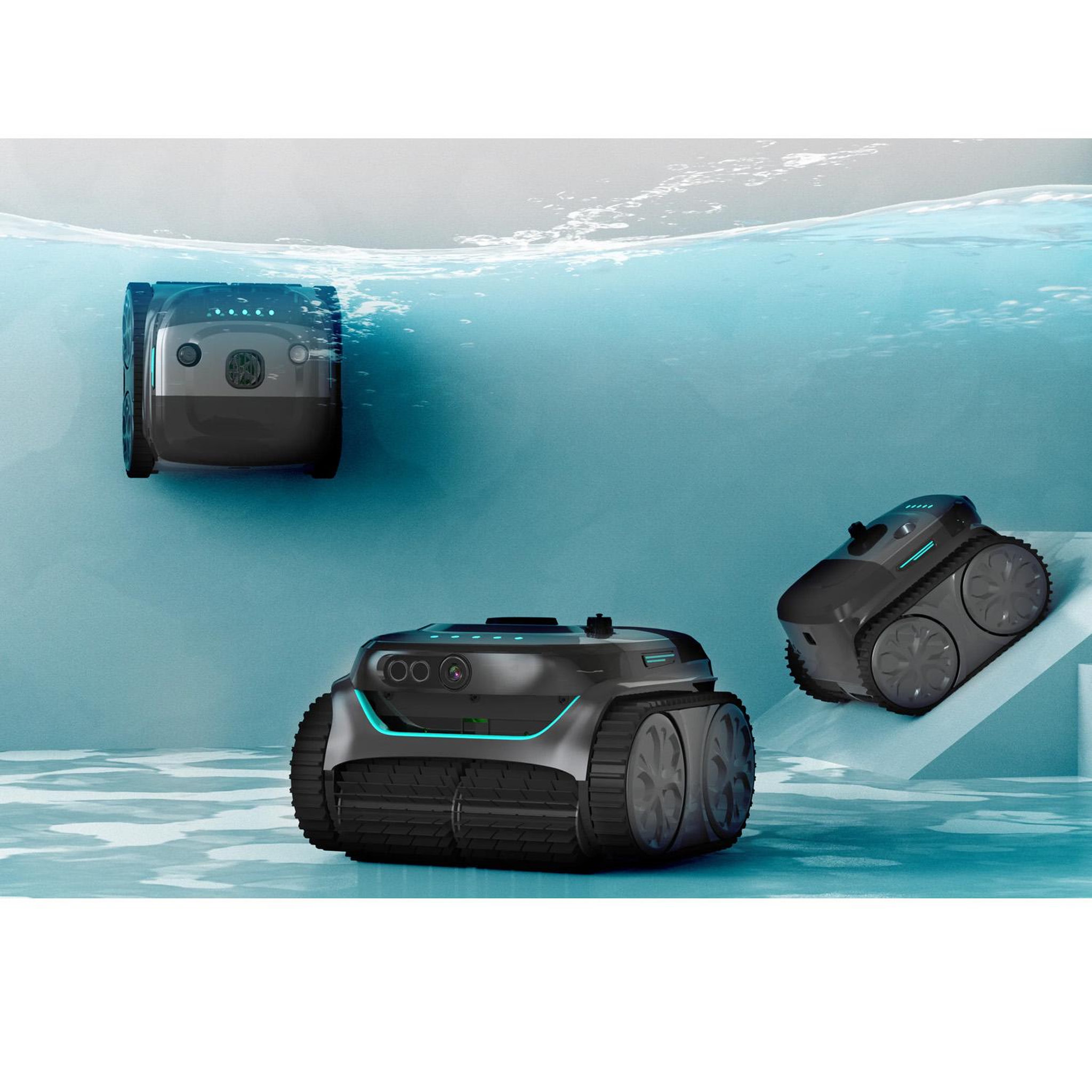 Voir la diapositive 4 : WYBOT Robot piscine électrique sans fil 2h max d'autonomie - WYBOT C2 PRO VISION