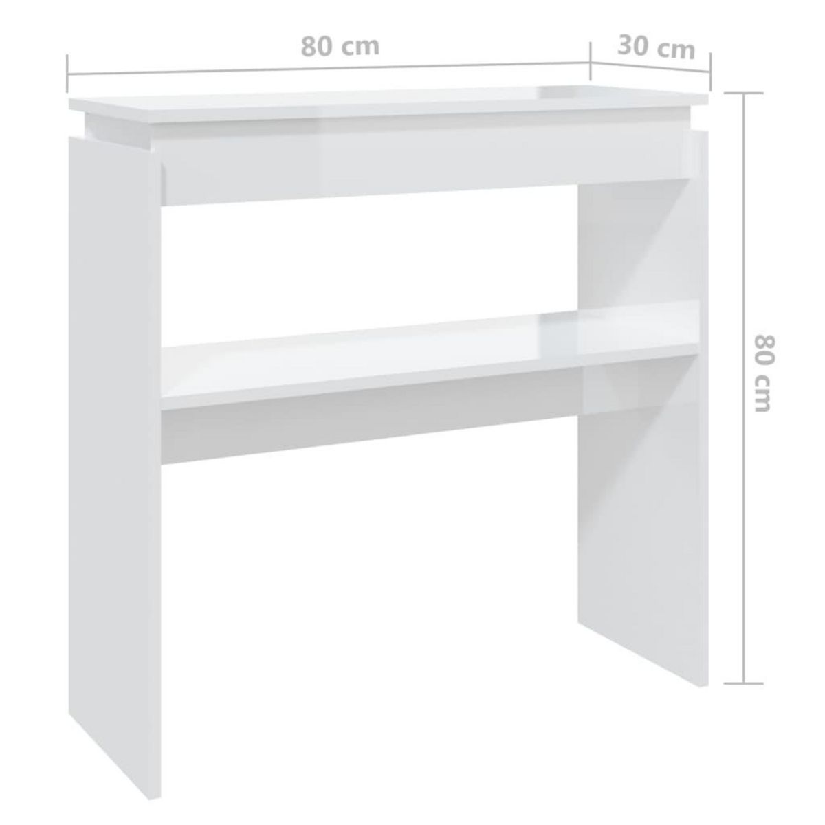 VIDAXL Table console blanc brillant 80x30x80 cm bois d'ingenierie
