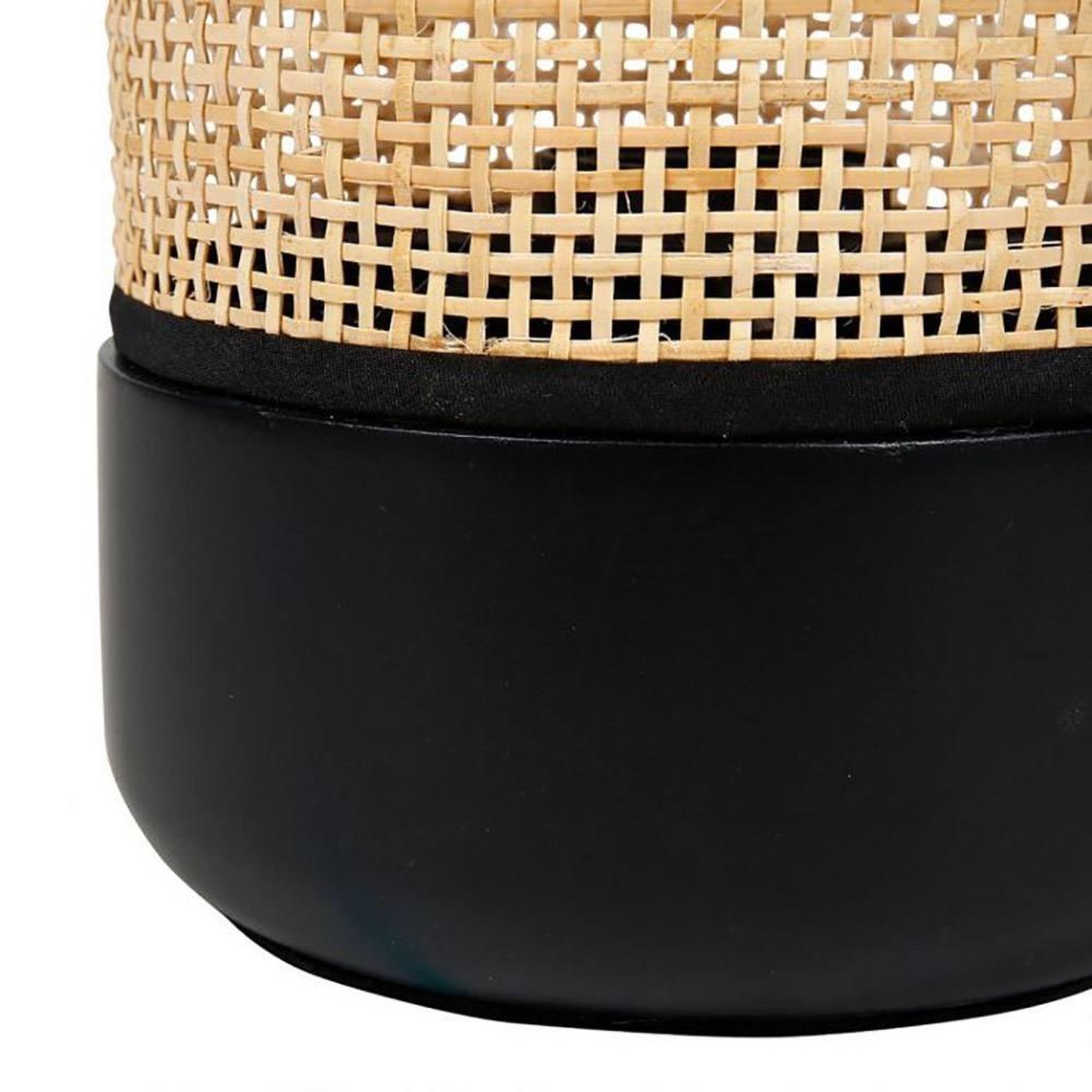 Voir la diapositive 4 : OSTARIA Lampe Typha base bois noir abat-jour rotin