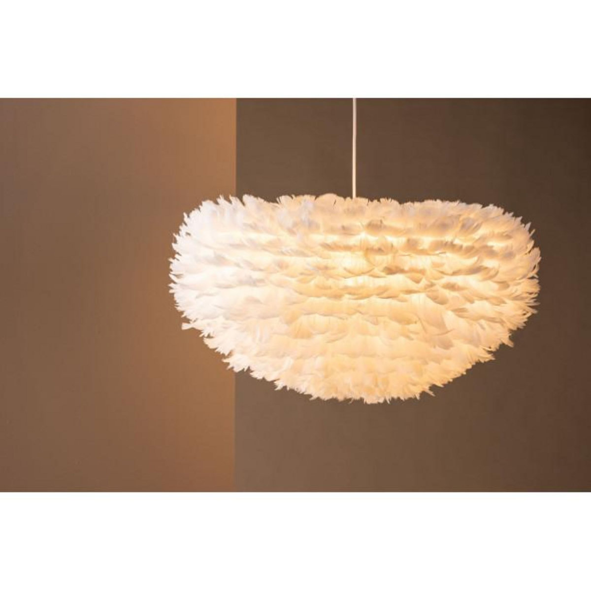 Paris Prix Lampe Suspension en plume  Nicola  75cm Blanc