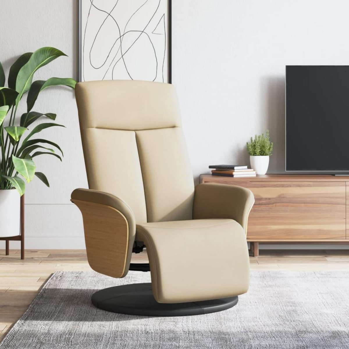 VIDAXL Fauteuil inclinable avec repose-pied creme tissu