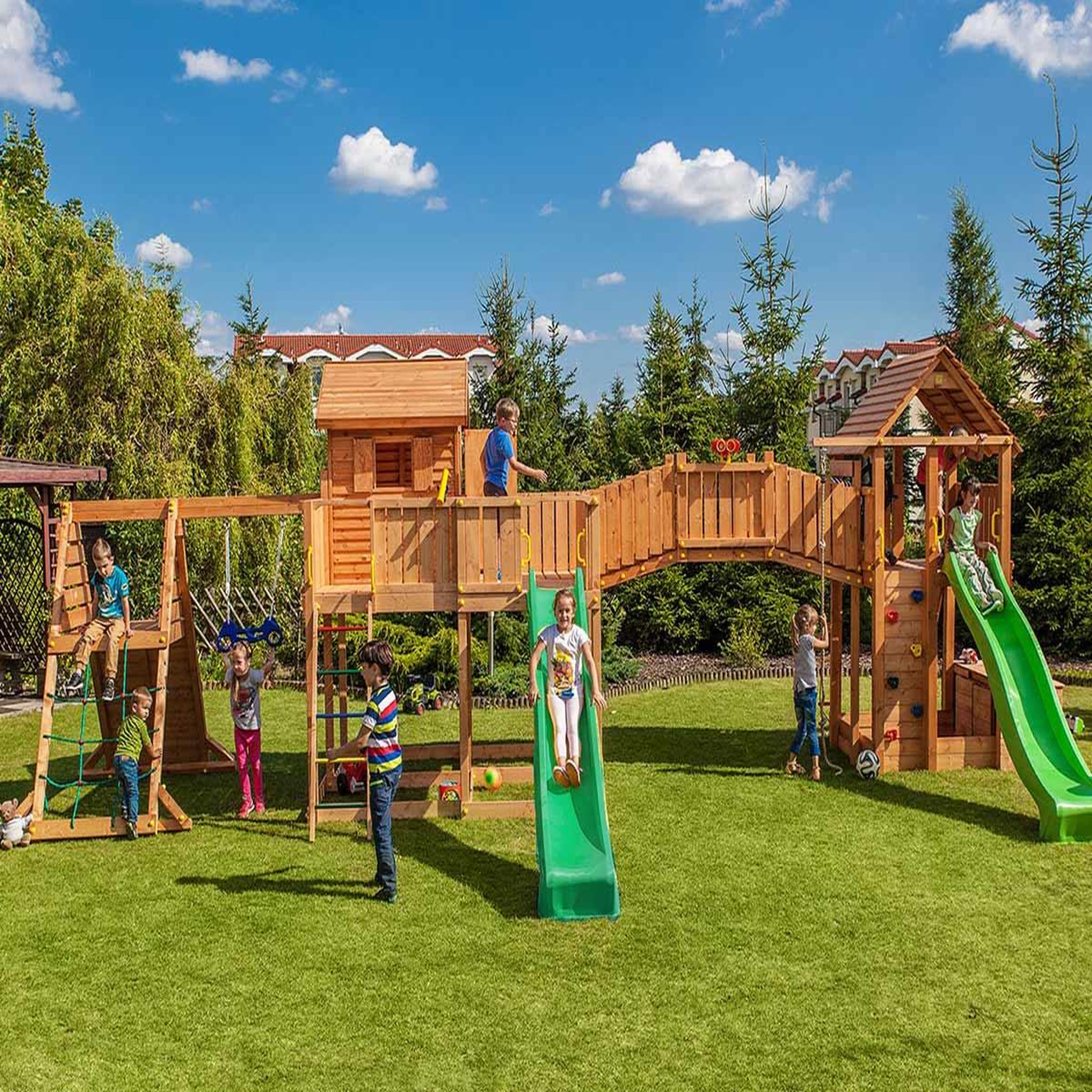 Voir la diapositive 3 : Fungoo Aire de jeux maxi spider land - toboggan vert - fungoo