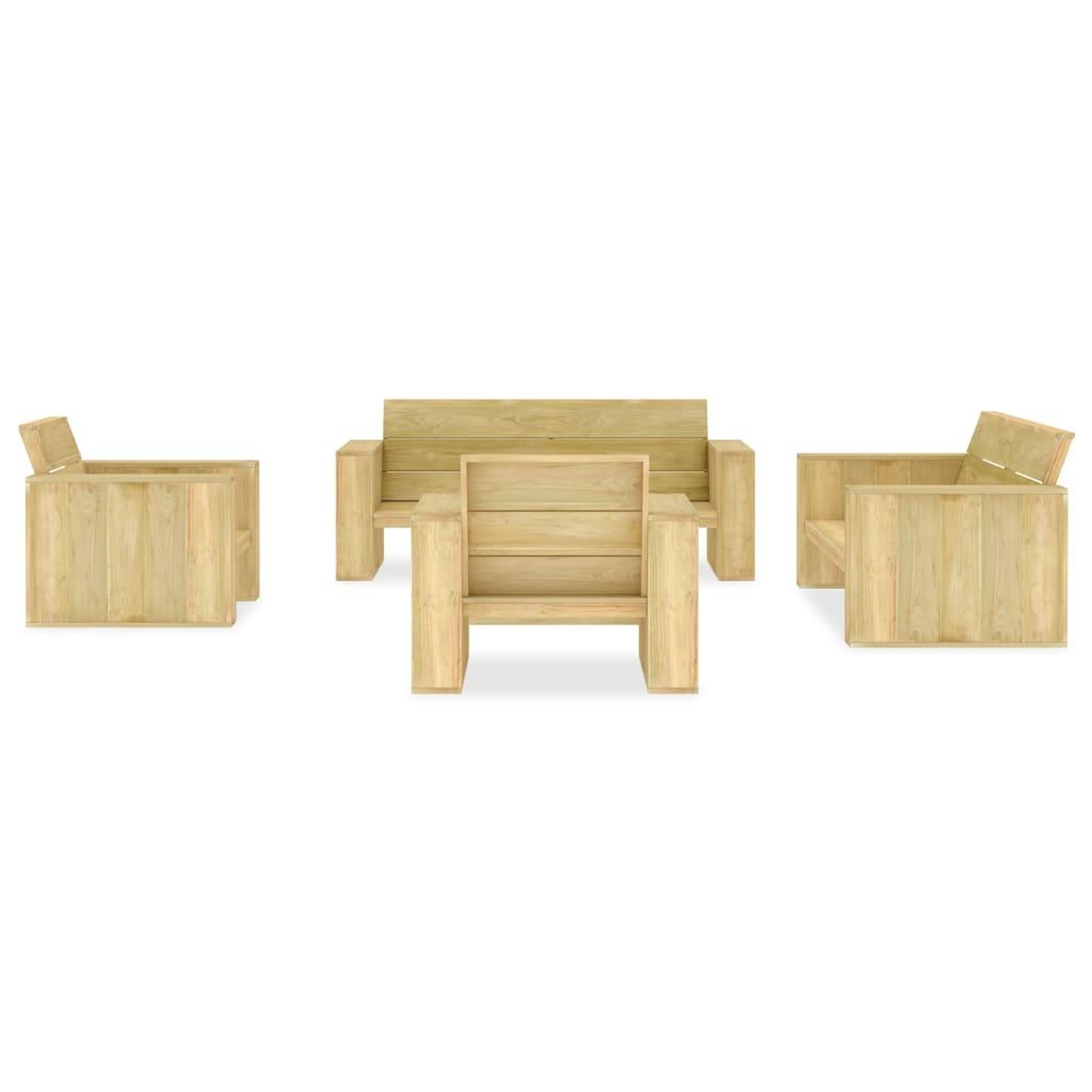 Voir la diapositive 2 : VIDAXL Salon de jardin 5 pcs Bois de pin impregne