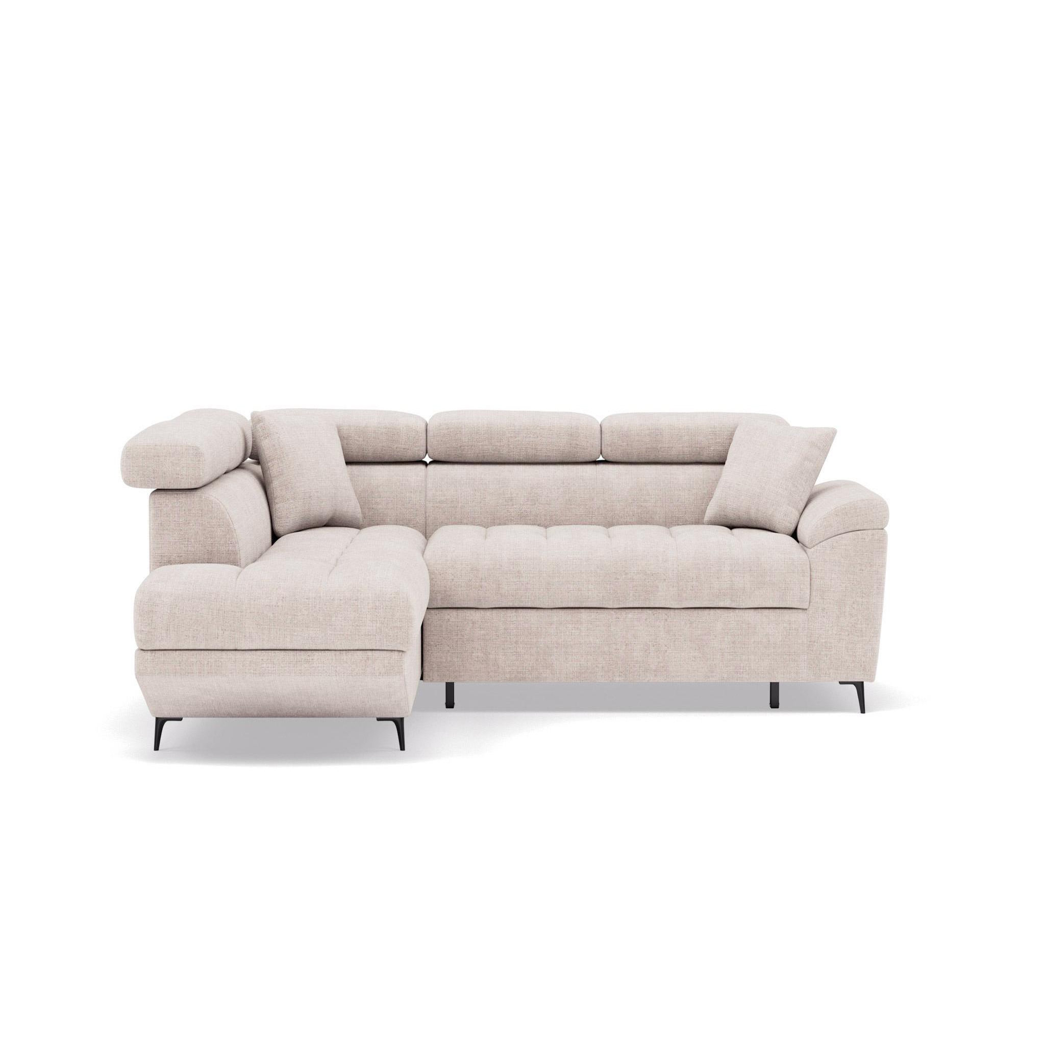 Voir la diapositive 1 : BEST MOBILIER Camille - canapé d'angle gauche 5 places convertible avec têtières et coffre en velours texturé