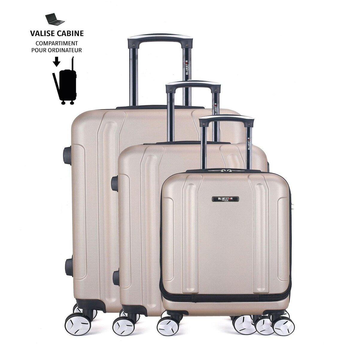 BLUESTAR BLUESTAR - Set de 3 Valises BALTIMORE 75 cm 4 Roues