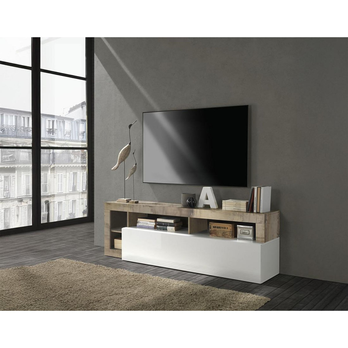 BEST MOBILIER Lou - meuble tv - 1 porte - 184 cm