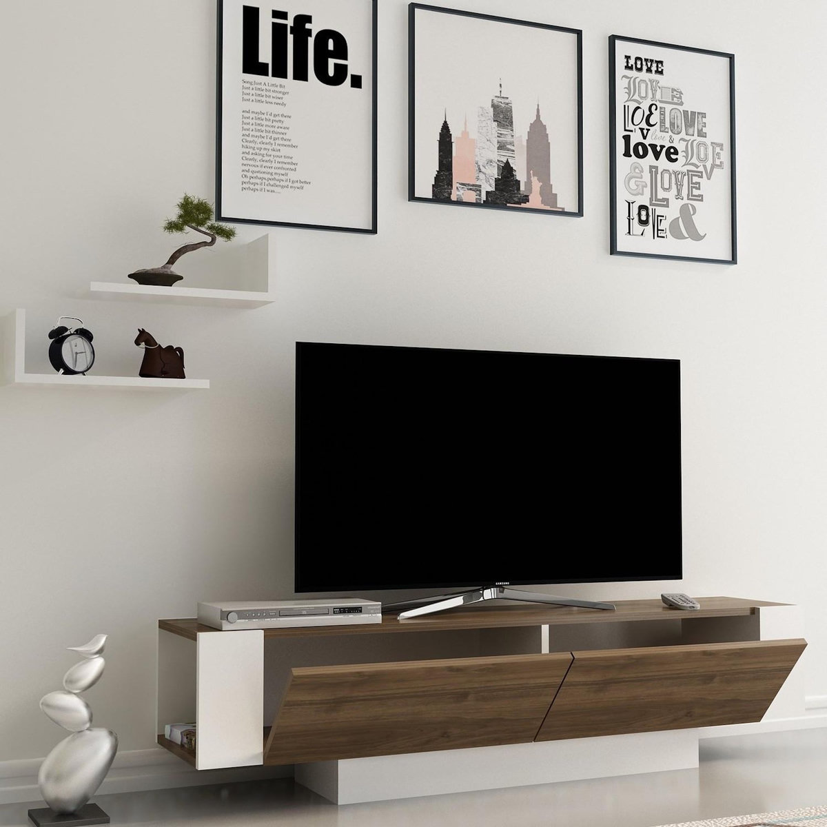 Habitat et Jardin Meuble TV en bois  Matera  - 150 x 31 x 41 cm - Marron
