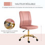 Voir la diapositive 4 : VINSETTO Vinsetto Chaise de bureau style Art déco hauteur réglable pivotante 360° piètement métal doré velours rose poudré