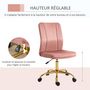 Voir la diapositive 4 : VINSETTO Vinsetto Chaise de bureau style Art déco hauteur réglable pivotante 360° piètement métal doré velours rose poudré