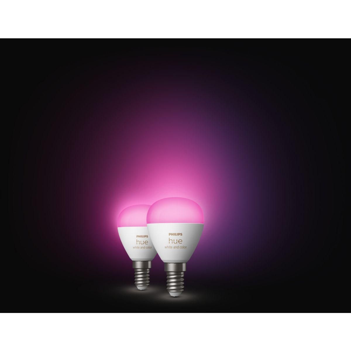 Philips Ampoule LED connectée HUE W&C E14 Luster x2 5.1W