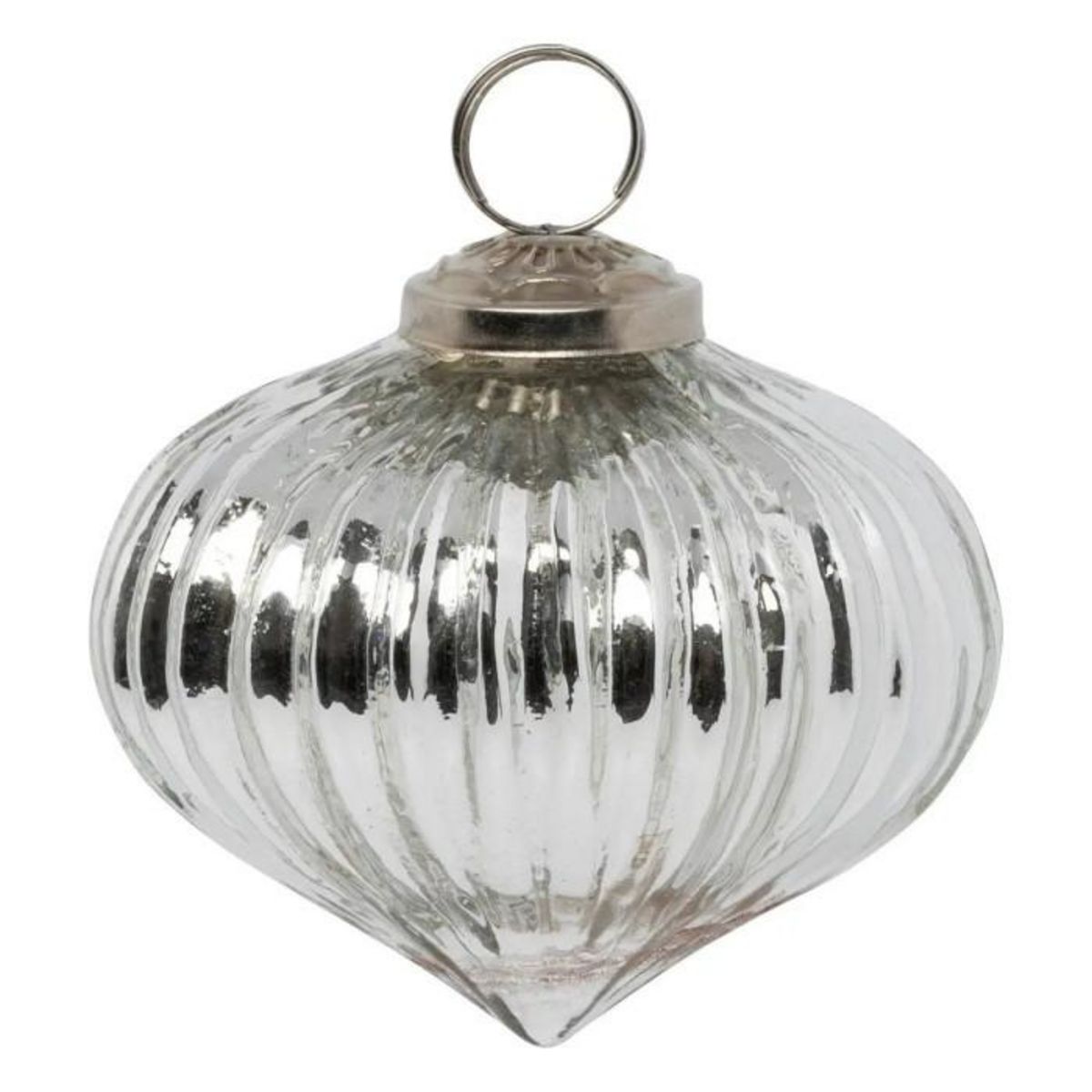 ATMOSPHERA Lot de 2 Boules de Noël en Verre  Goutte  8cm Argent