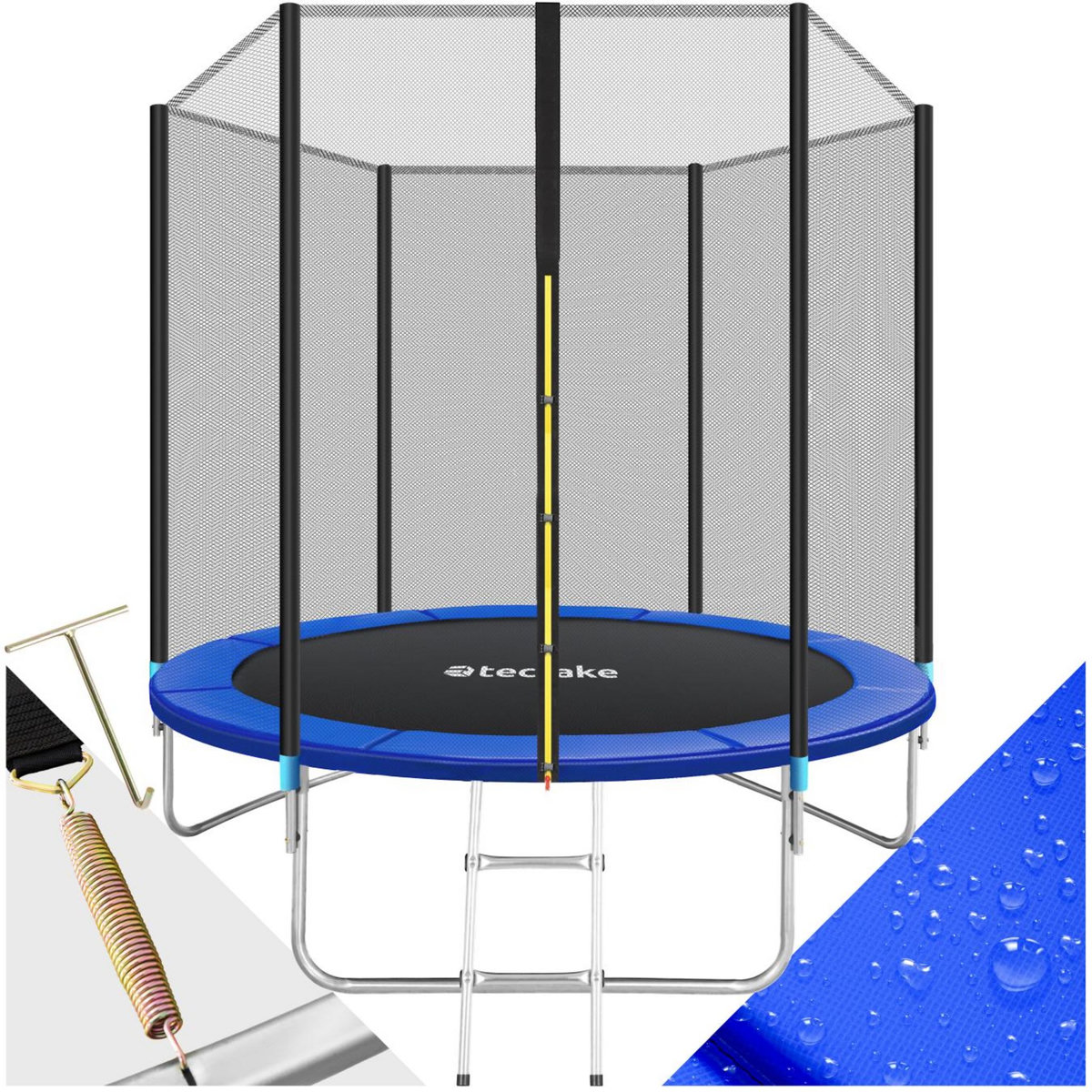 tectake Trampoline modèle B Ø 244 cm, certifié GS pour un maximum de sécurité noir/bleu