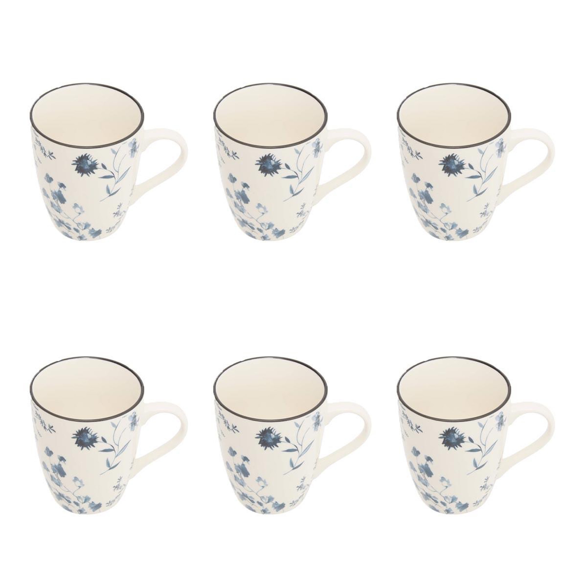 SECRET DE GOURMET Lot de 6 mugs en porcelaine  umami fleur  31cl bleu