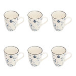 SECRET DE GOURMET Lot de 6 Mugs en Porcelaine  Umami Fleur  31cl Bleu
