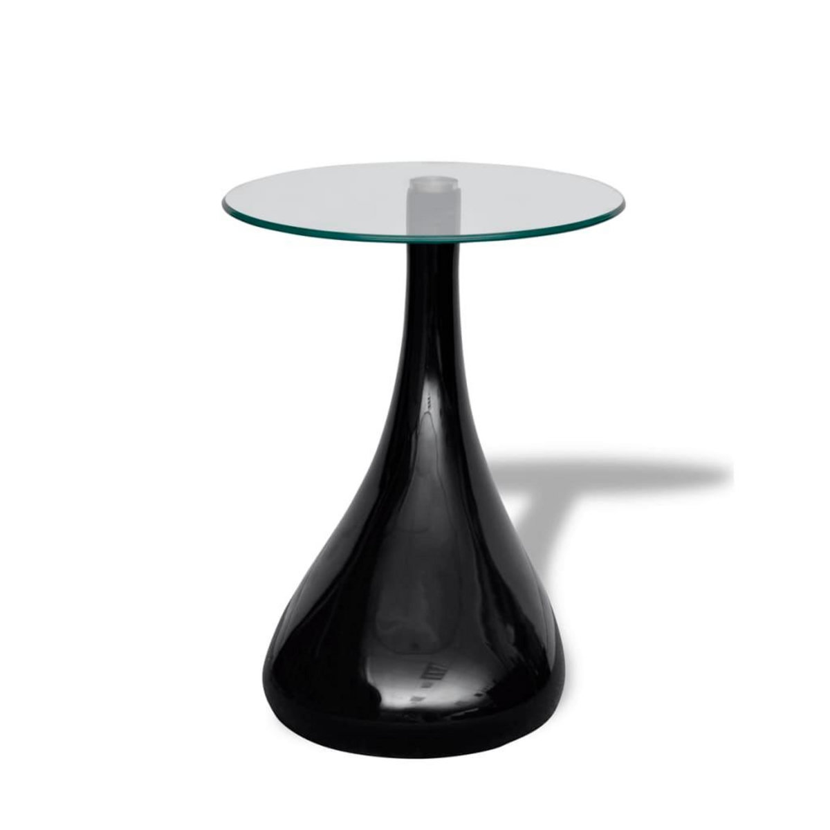 VIDAXL Table basse avec dessus de table en verre rond Noir brillant