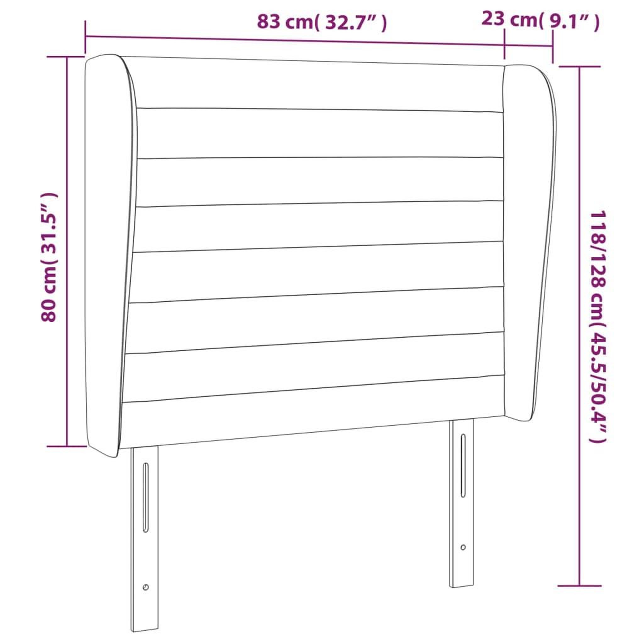 Voir la diapositive 6 : VIDAXL Tete de lit avec oreilles Noir 83x23x118/128 cm Velours