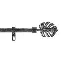 Douceur d'Intérieur Kit de tringle à rideaux extensible Feuille - L210 /L380 cm - Patine Noir