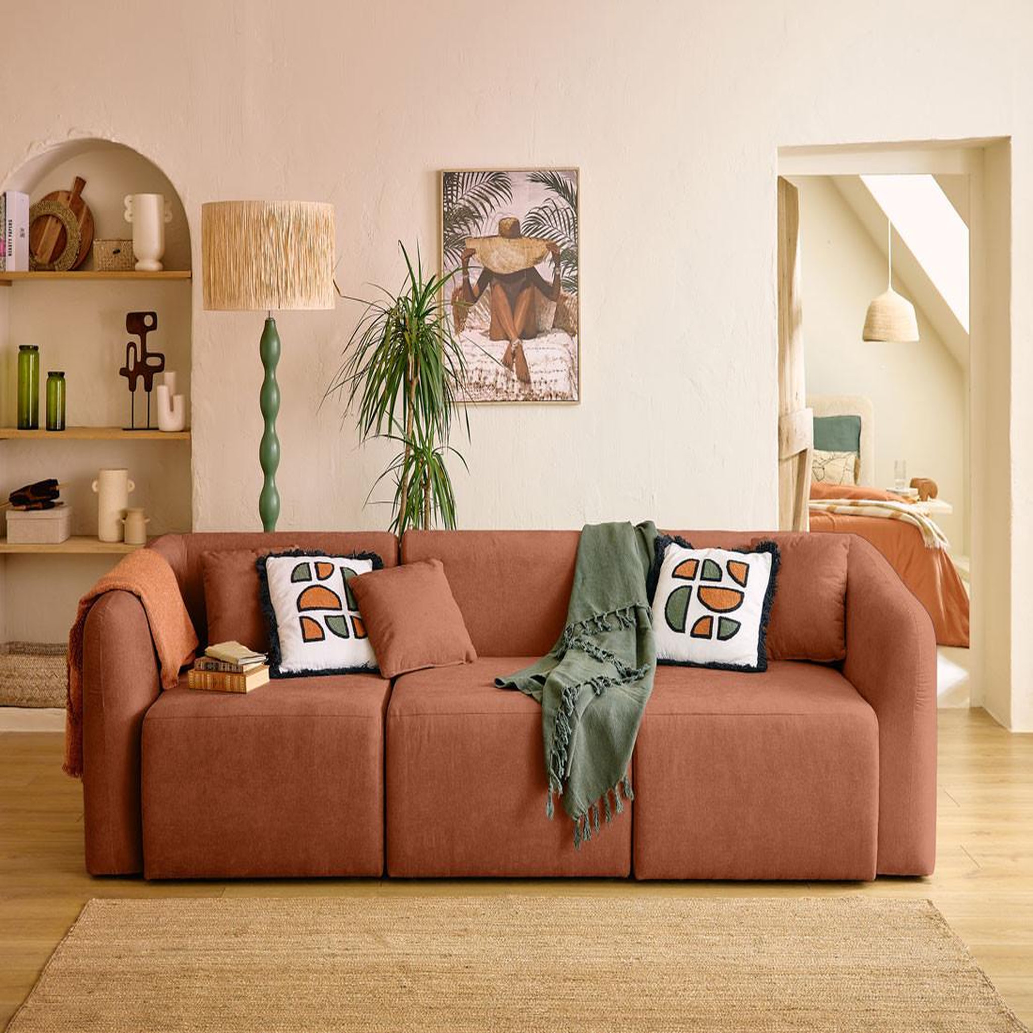 Voir la diapositive 2 : LISA DESIGN Ikare - module d'assise d'angle gauche - en tissu