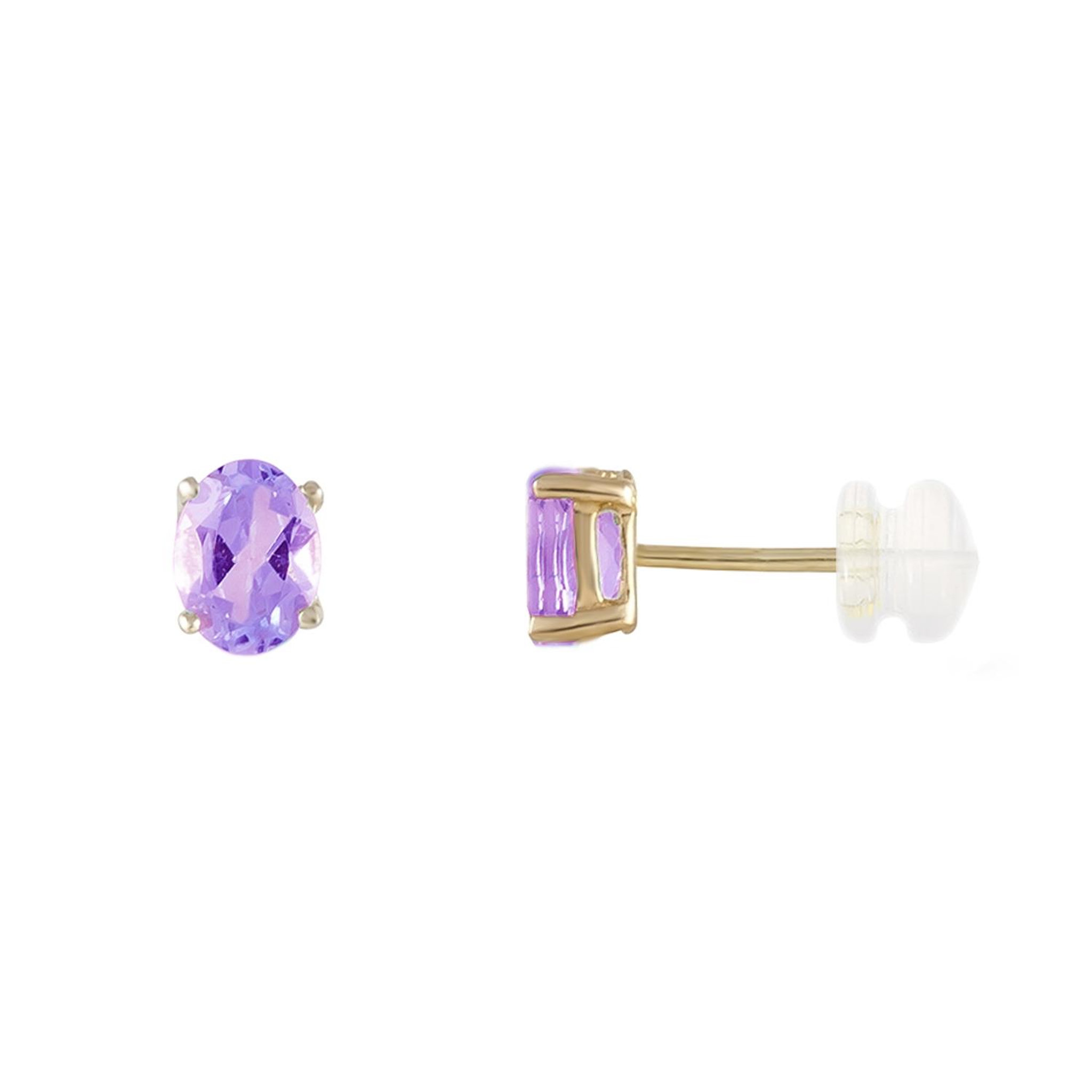 L'ATELIER D'AZUR Boucles d'Oreilles Or Jaune et Améthyste Ovale - Femme