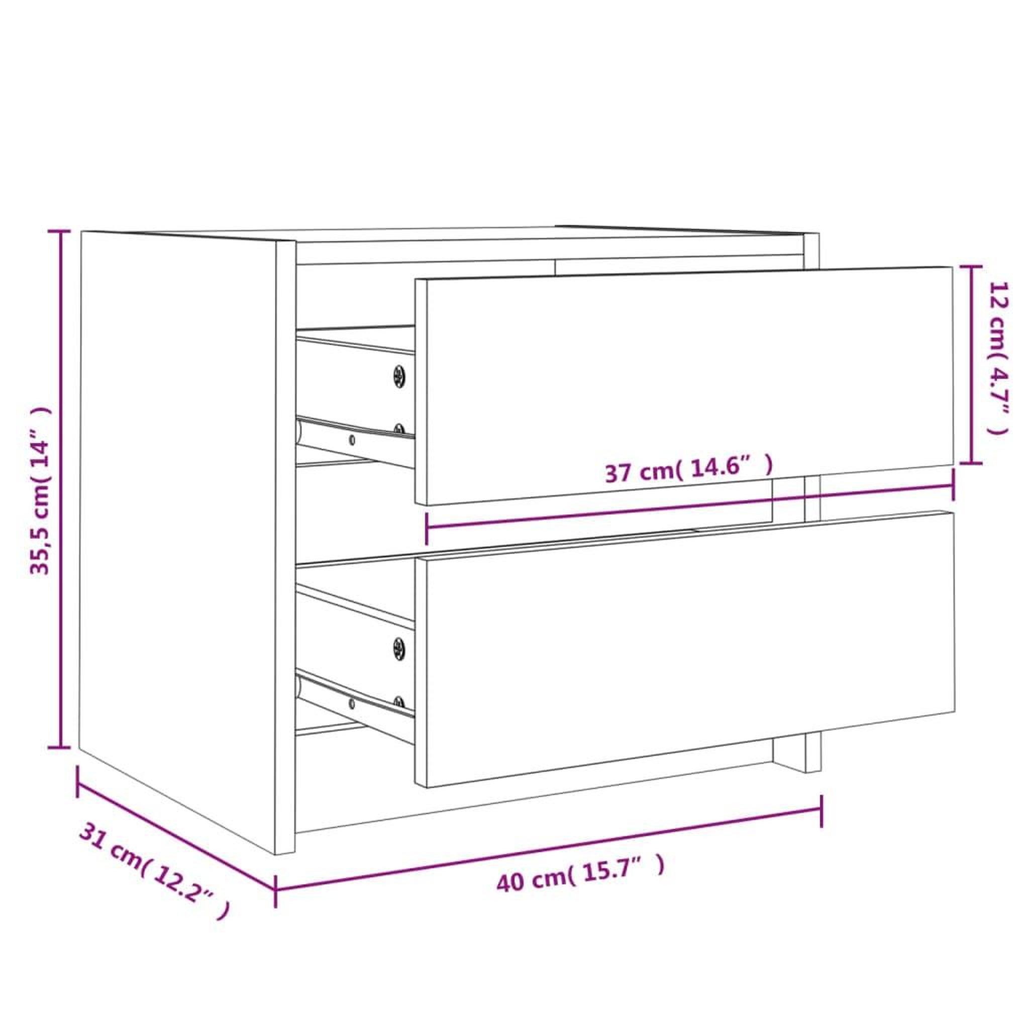 Voir la diapositive 6 : VIDAXL Tables de chevet 2 pcs blanc 40x31x35,5 cm bois de pin massif