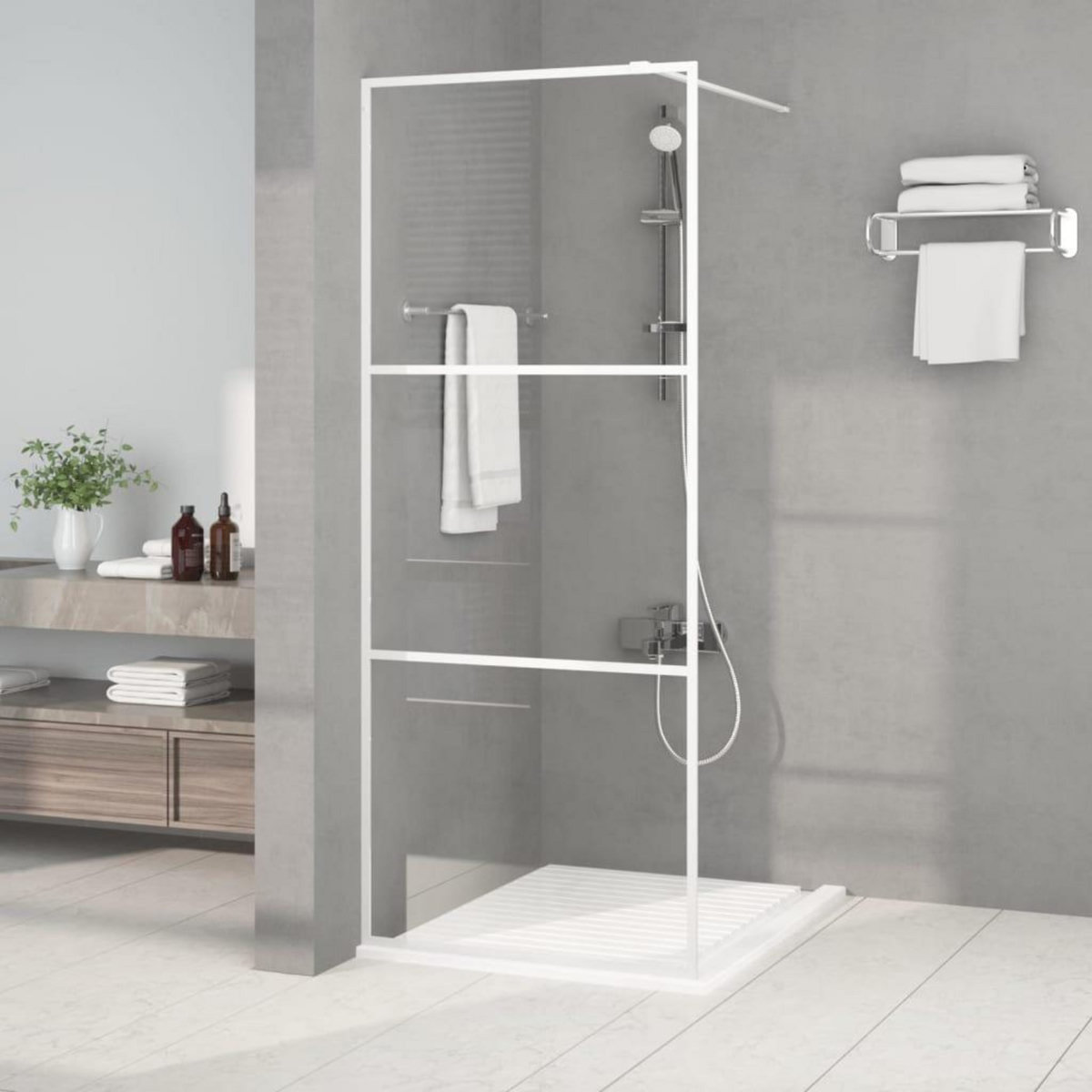 VIDAXL Paroi de douche Blanc 80x195 cm Verre ESG transparent