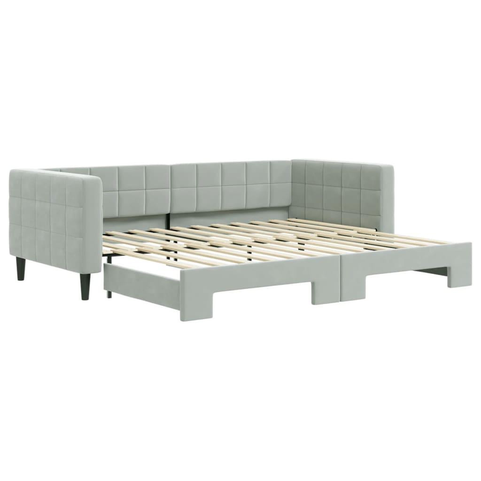 Voir la diapositive 2 : VIDAXL Lit de jour avec gigogne sans matelas gris clair 90x200 cm