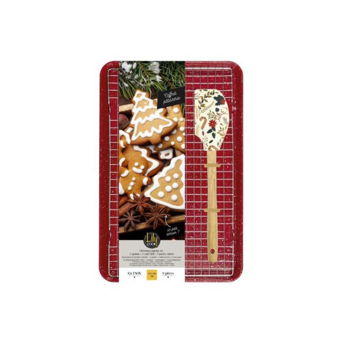 Paris Prix Coffret Pâtisserie 9 Pièces  Noël  42cm Rouge