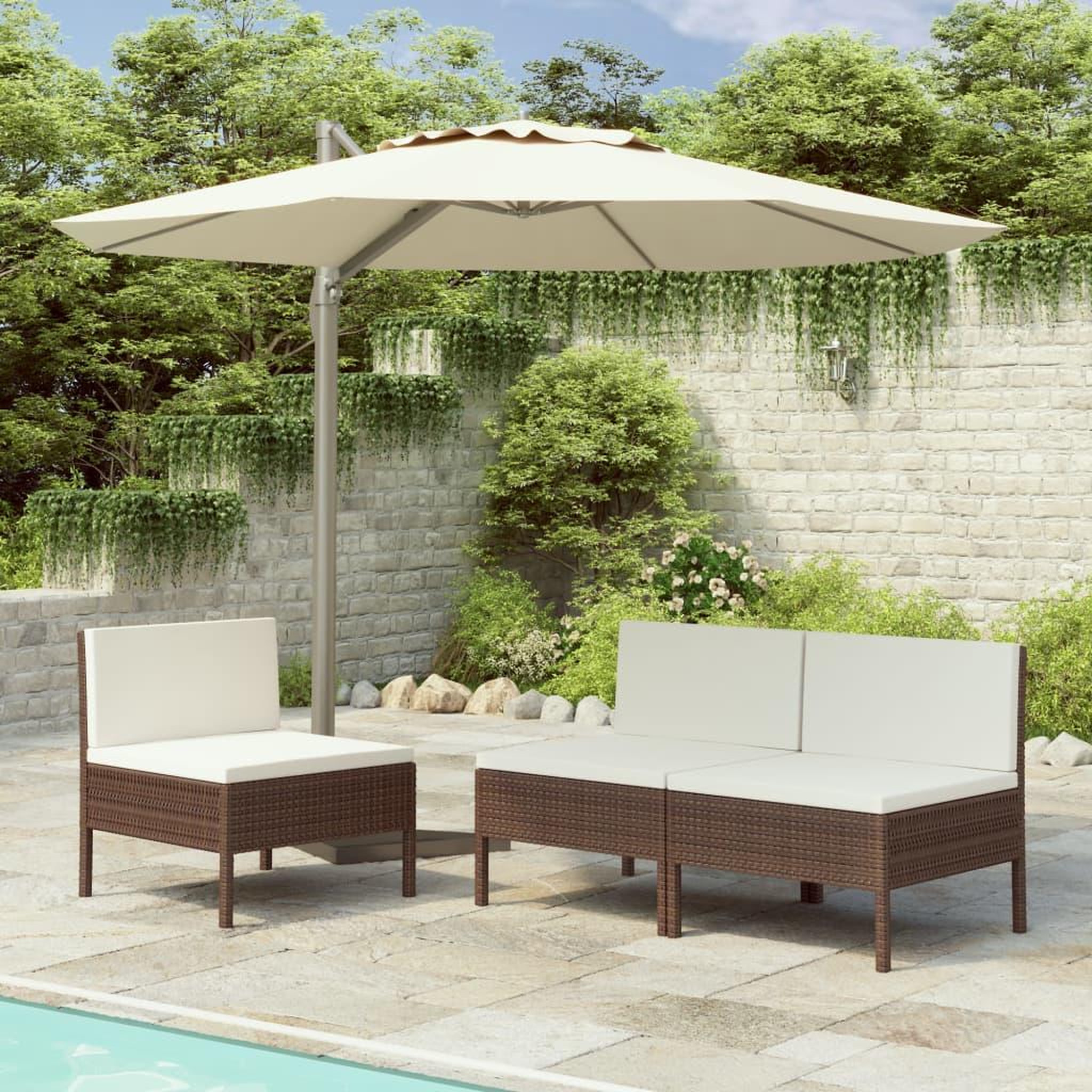 Voir la diapositive 1 : VIDAXL Chaises de jardin lot de 3 avec coussins Resine tressee Marron