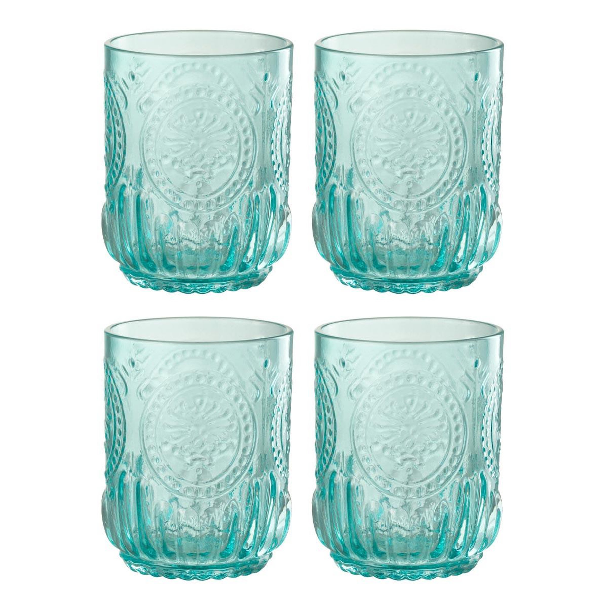 J-LINE Lot de 4 verres design  maya  32cl turquoise