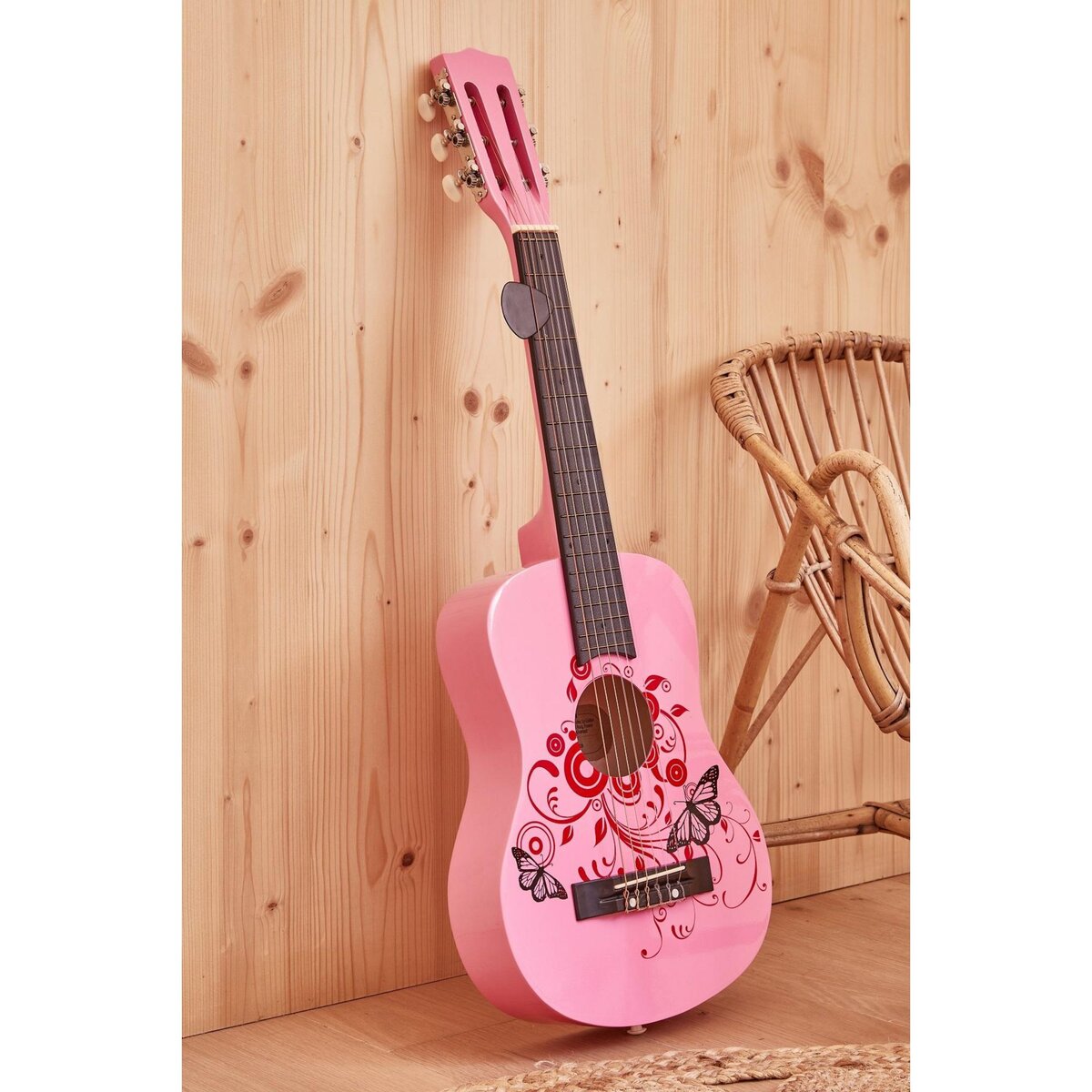 One Two Fun Guitare en bois rose 76 cm