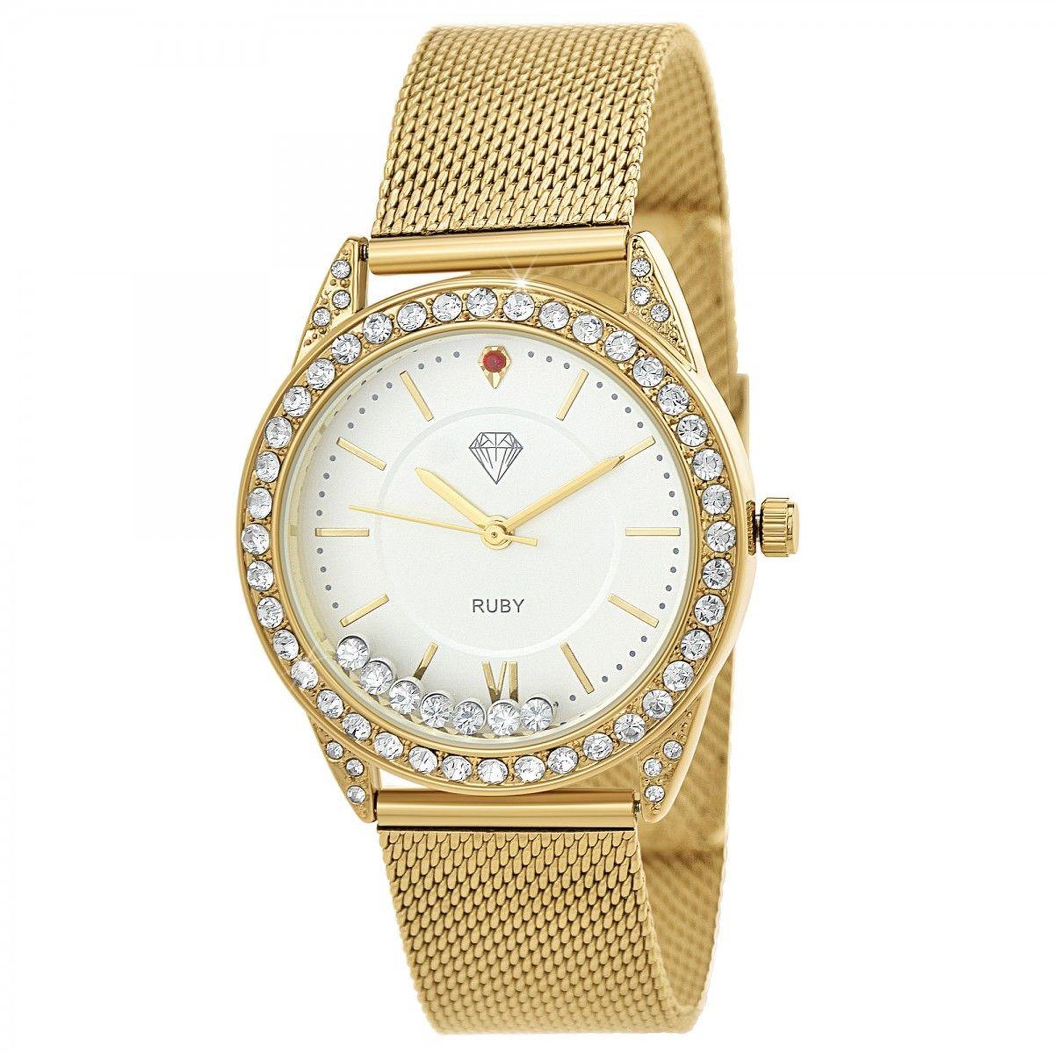 SC CRYSTAL Montre Elly élégante ornée d'un rubis et de cristaux scintillants par SC Crystal