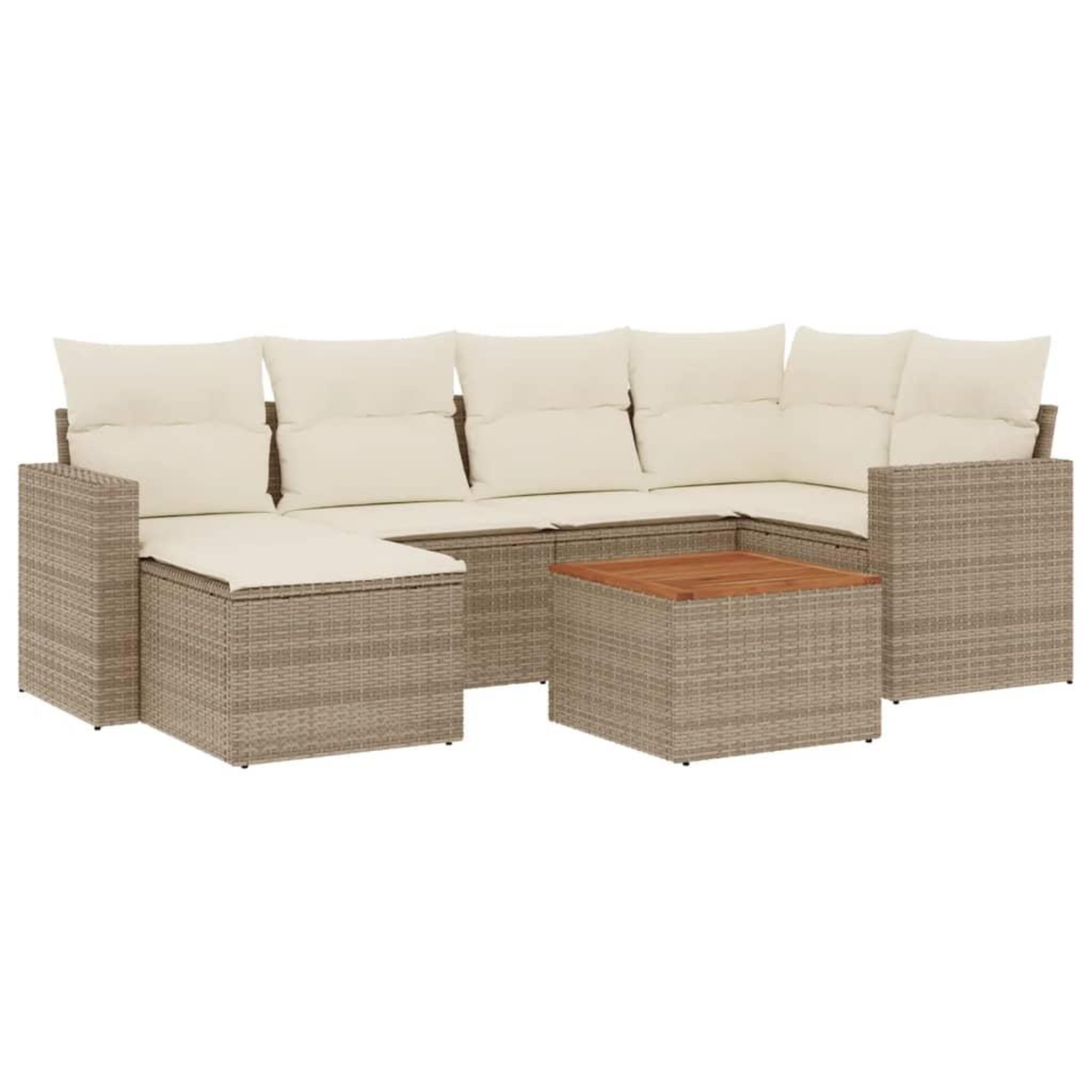 Voir la diapositive 2 : VIDAXL Salon de jardin avec coussins 7 pcs beige resine tressee
