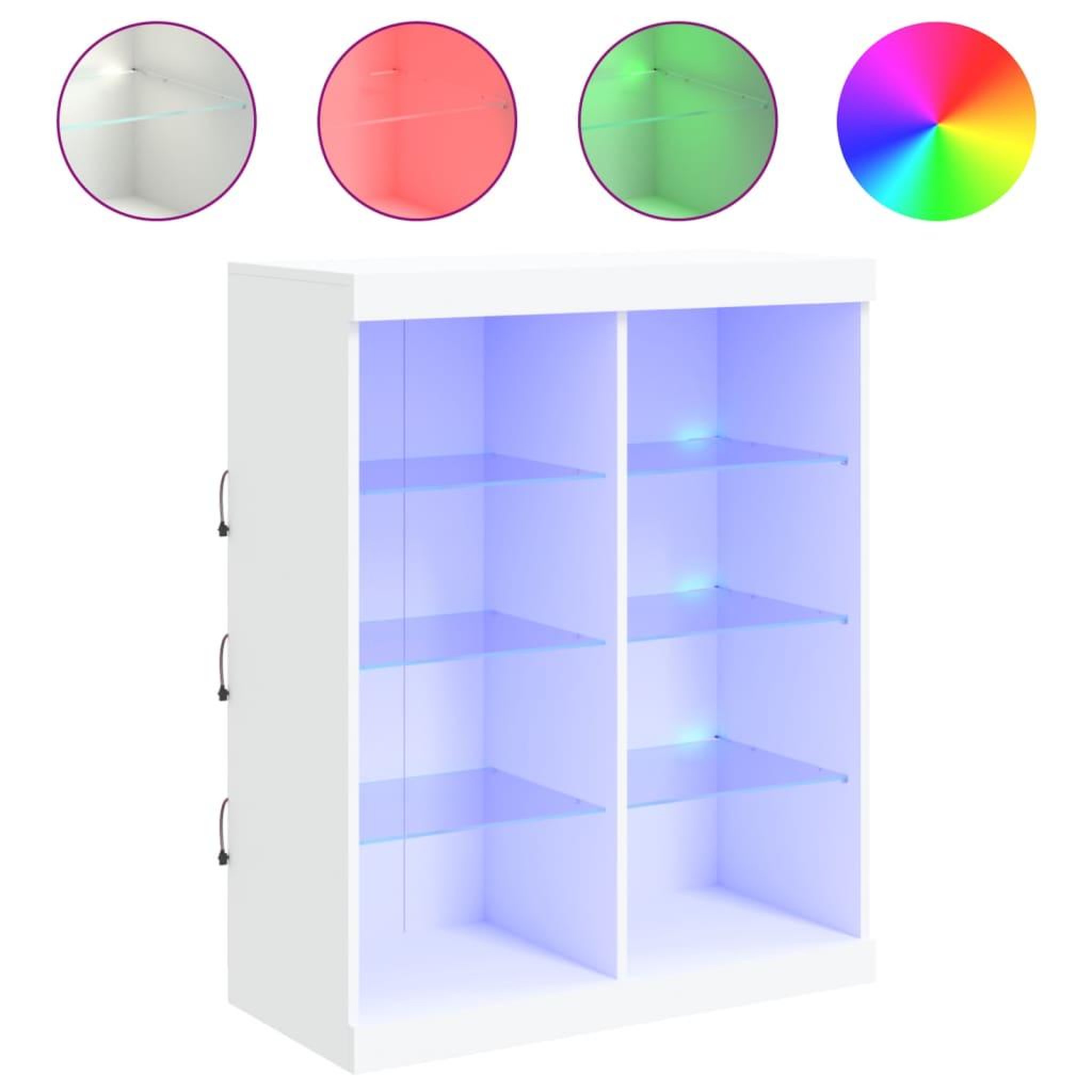 Voir la diapositive 2 : VIDAXL Buffet avec lumieres LED blanc 81x37x100 cm